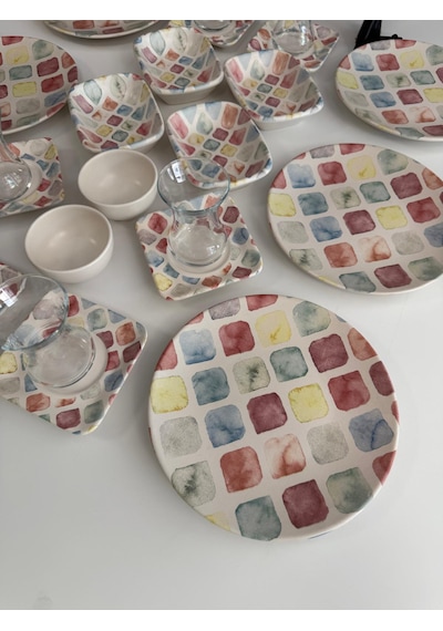 Takım Kahvaltı 24 Parça 6 Kişilik Colors Desenli