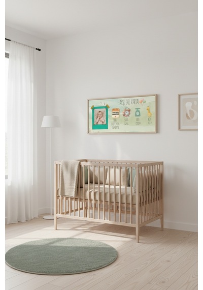 Kişiye Özel Bebek Doğum Tablosu 60x25 Cm Çerçeveli İsimli Bebek Odası Duvar Dekoru