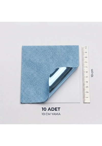 Halfart Kendinden Yapışkanlı Alcantara Tamir Yaması 10x10 Cm 10 Adet Süet Kumaş Deri Koltuk Araba Onarım Yaması Açık Mavi