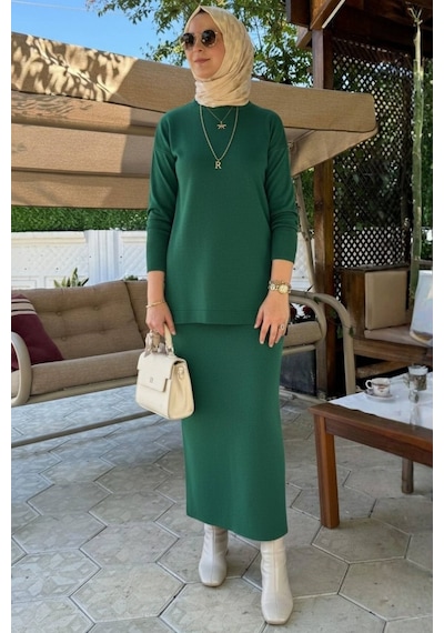 Rabia Şamlı Sezen Triko Takım Zümrüt Normal