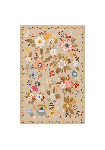 Dijital Baskı Pamuk Dokuma Kaymaz Taban Salon Halısı Antre, Koridor Ve Oda İçin, Çok Renkli Çiçek Desenli, 120 X 180