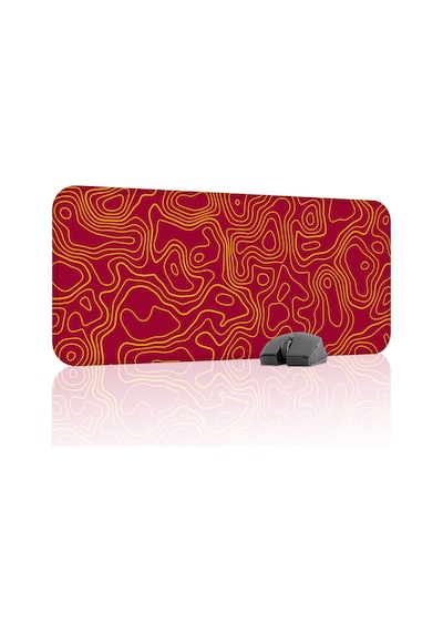 Sarı Kırmızı 70x30 Xl Taraftar Gaming Oyuncu Mouse Pad Kaymaz Taban Büyük Fare Altlığı Topography