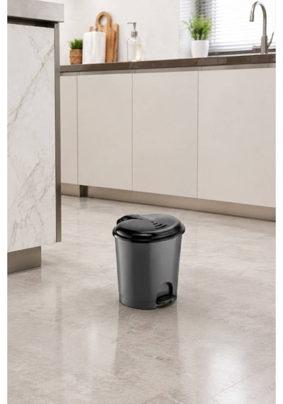 7 Litre Pedallı Çöp Kovası Kapaklı Banyo Mutfak Ofis Çöp Kutusu Siyah