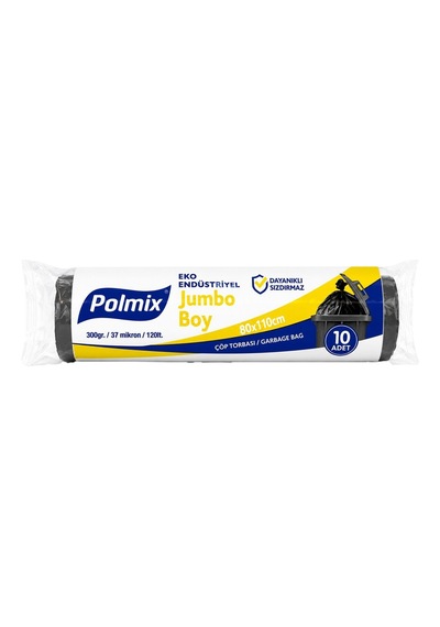 Polmix Eko Endüstriyel Jumbo Boy Çöp Poşeti 80x110 Cm Siyah Rulo Tarı
