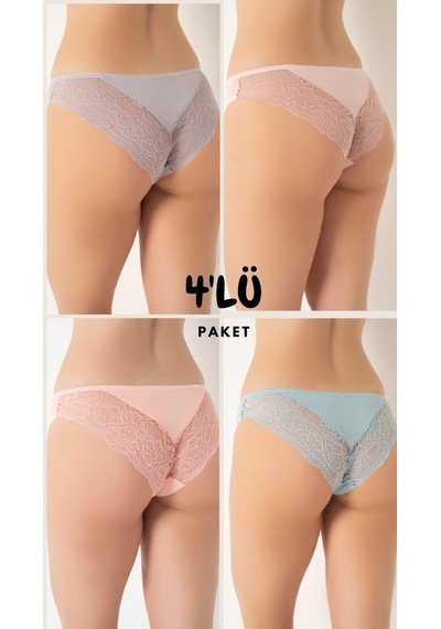 Kadın Dantelli 4 Lü Paket Karşık Renk Külot Asorti-2 C1t0n0o408 001