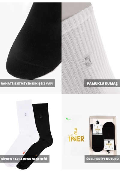 Just Inner Erkek 6 Lı Pamuklu Çorap Tenis Terletmez Yapı 14800 Beyaz