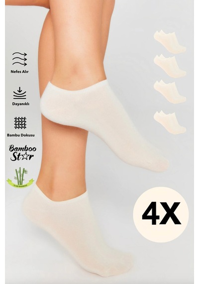 Bamboo Star Bambu Kadın Sneaker Krem Çorap Dikişsiz Bilekte Görünmez Spor Çorap Premium 4 Lü Paket Bamboo Star Bambu Kadın Sneaker Krem Çorap Dikişsiz Bilekte Görünmez Spor Çorap Premium 4 Lü Paket