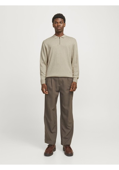 Jack & Jones Erkek Polo Gömlek Einfarbig Bej Sweatshirt - 12268210