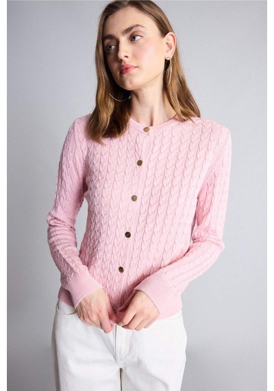 Defacto Regular Fıt Bisiklet Yaka Hırka H8479ax26wnpn426 Pembe-pn426