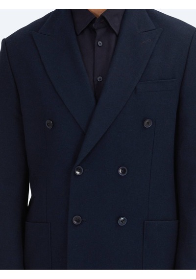Kip Lacivert Düz Modern Fit Yün Karışımlı Ceket Lacivert