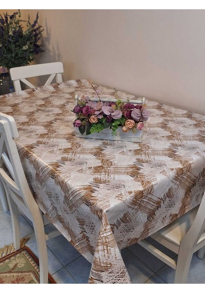 Elyaflı Pvc Masa Örtüsü Modern, Dayanıklı, Silinebilir Ve Şık Görünüm Mrl88 Kahverengi