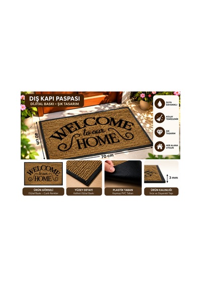 Dış Kapı Paspası 40x70 Cm Dijital Baskılı Kaymaz Pvc Plastik Tabanlı Kapı Önü Paspası Kahverengi3 - 937348033 Kahverengi3 Dış Kapı Paspası 40x70 Cm Dijital Baskılı Kaymaz Pvc Plastik Tabanlı Kapı Önü Paspası Kahverengi3 - 937348033 Kahverengi3