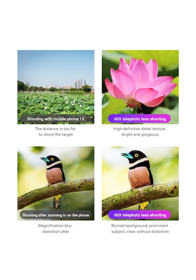Apexel Klasik Mobil Süper 60x Akıllı Telefon Telefoto Lens Kiti Tanımlandığı Gibi