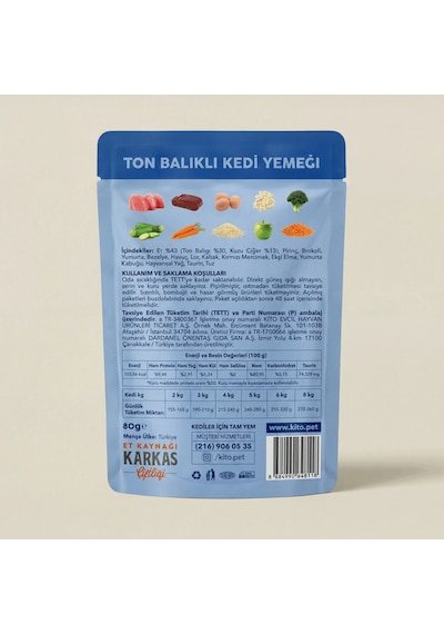 Kito Fresh Ton Balıklı Kedi Yemeği %100 Taze İçerikli Mama 80 G X 8 Adet