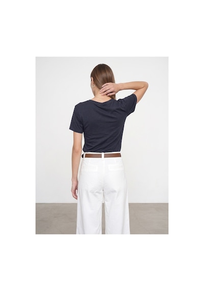 Dilvin 32847 Lyocell Karışımlı V Yaka T-shirt-k.lacivert-16457