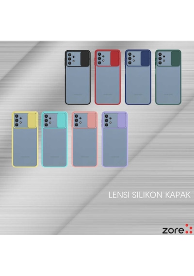 Noktaks Samsung Galaxy Uyumlu A32 4g Kılıf Slayt Sürgülü Arkası Buzlu Lensi Kapak Siyah T17111