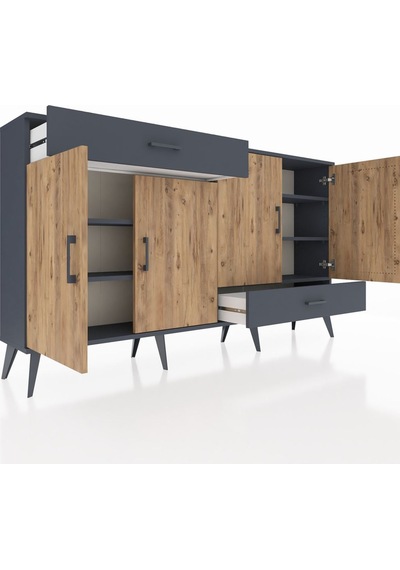 Arges Konsol 5 Raflı 2 Çekmeceli 4 Kapaklı 176x30x99 Antrasit-çam Antrasit-çam/antrasit Arges Konsol 5 Raflı 2 Çekmeceli 4 Kapaklı 176x30x99 Antrasit-çam Antrasit-çam/antrasit