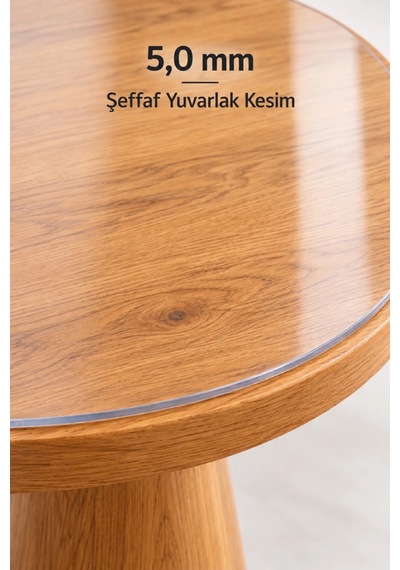 İzen 5,0 Mm Şeffaf Yuvarlak Pvc Masa Örtüsü Silinebilir Masa Koruyucu 75 Cm Çap
