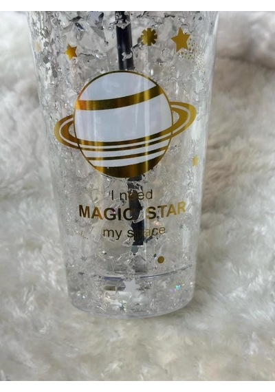 Pipetli Bardak Matara Sevimli Suluk 450 Ml Çift Astronot Figürlü Beyaz