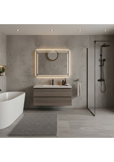 60x80 Cm Luna Frame Led Banyo Aynası Dokunmatik Dimmerli - 3000 Günışığı Sarı