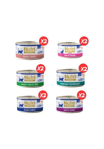 Nutri Feline 12'li Karma Yaş Kedi Maması - Özel Balıklı Seri 6 Çeşit X 2 Adet