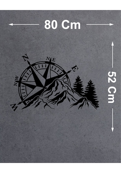 Pusula Dağ Ve Orman Sticker - Araba Oto Motosiklet Karavan Araç Sticker - 00342 80x52 Cm