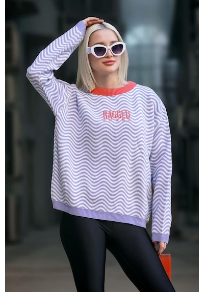 Madmext Lila Oversize Kadın Kazak Mg1251-lila Lila