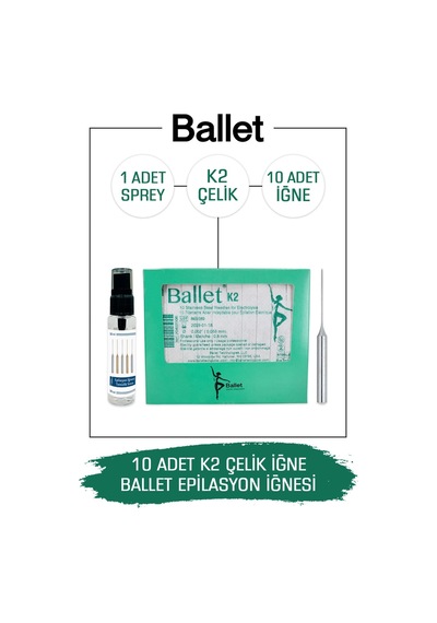 Ballet K2 Gümüş Epilasyon İğnesi Çelik İğne 10'lu