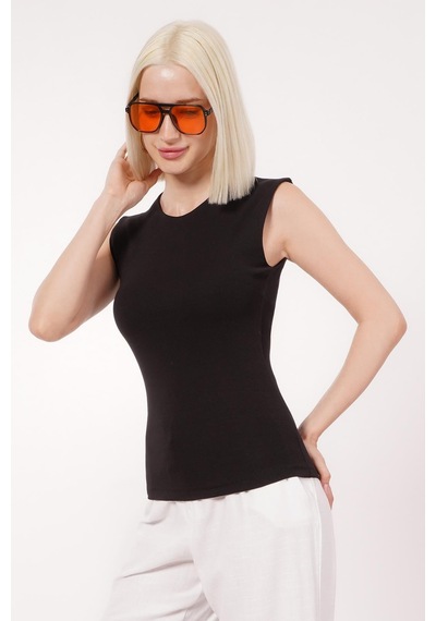 Seeh Siyah Kadın Basic Slim Fit T-shirt Sh250