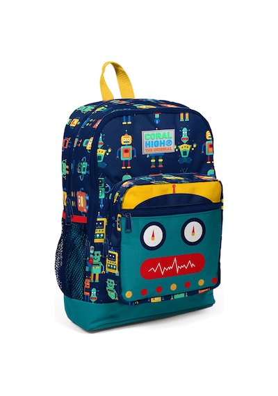 Coral High Kids Lacivert Civit Robot Desenli Dört Bölmeli Okul Sırt Çantası 23472