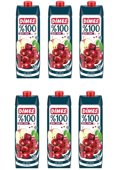 Dimes %100 Elma Vişne Meyve Suyu 1 Lt X 6 Adet