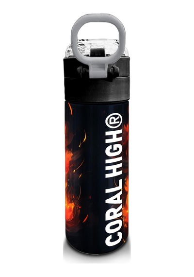 Coral High Kids Siyah Aslan Desenli Pipetli Ve Direkt İçim Çelik Termos 500 Ml 31871 Siyah