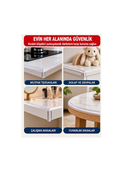 Mucit Home 3 Metre Şeffaf Silikon Masa Kenar Koruyucu Bant Bebek Çocuk Güvenlik Köşe Koruyucu, Darbe Önleyici Yapışkanlı Diğer