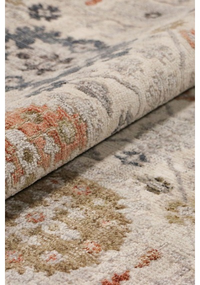 Krem Vintage Çiçek Motifli Makine Halısı - Salon Ve Oturma Odası Halısı Bej