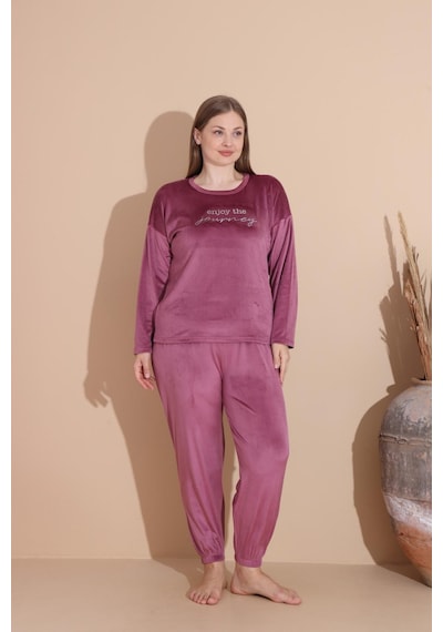 Boyraz Kadın Kışlık Fransız Kadife Büyük Beden Bisiklet Yaka Uzun Kol Pijama Takımı 03147 - 1 Adet Gülkurusu Boyraz Kadın Kışlık Fransız Kadife Büyük Beden Bisiklet Yaka Uzun Kol Pijama Takımı 03147 - 1 Adet Gülkurusu