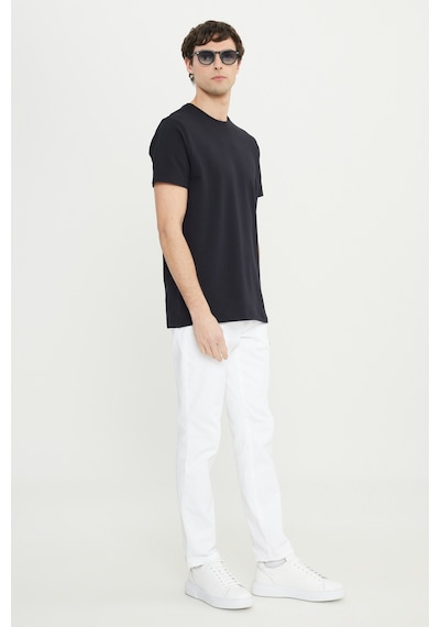 AC&Co / Altınyıldız Classics Erkek Sıyah Pamuklu Slim Fit Dar Kesim Bisiklet Yaka Esnek Tişört Siyah