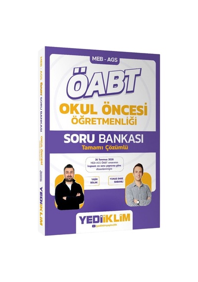 Yediiklim 2027 Öabt Meb-ags Okul Öncesi Öğretmenliği Soru Bankası Çözümlü - Yasin Solak, Yunus Emre Sabanlı