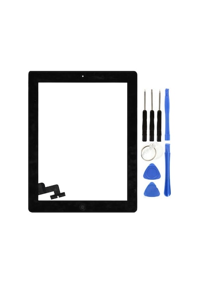 Apple Uyumlu iPad  2.nesil A1395-a1396-1397 Servis Home Tuşlu Dokunmatik Siyah + Tamir Seti