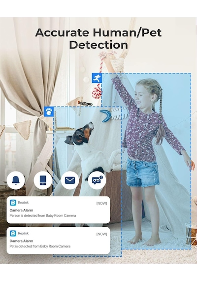 Reolink E1 2k İç Mekan Kamerası, Takılabilir 2.4g Wifi Güvenlik Kamerası Kablosuz