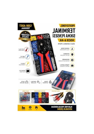 0.25-10 Mm² Kablo Sıkma Pensesi Seti, 1200 Adet Yüksükle