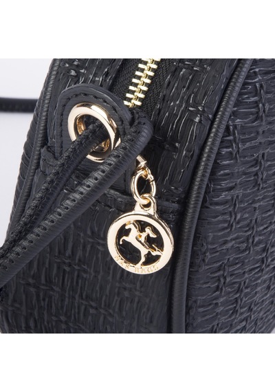 Nas Bag Kadın Mini Çapraz Hasır Görünümlü Çanta Siyah Hasır 21x16x8 Cm Siyah