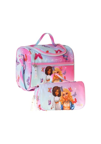 Wow Generation Kız Çocuk Butterfly Turkuaz - Pembe Thermo Beslenme Çantası Ve Kalemlik Seti - Setwg-w6076