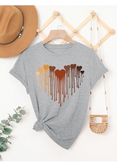Eriyen Kalpler Baskılı Tasarım Tshirt Gri