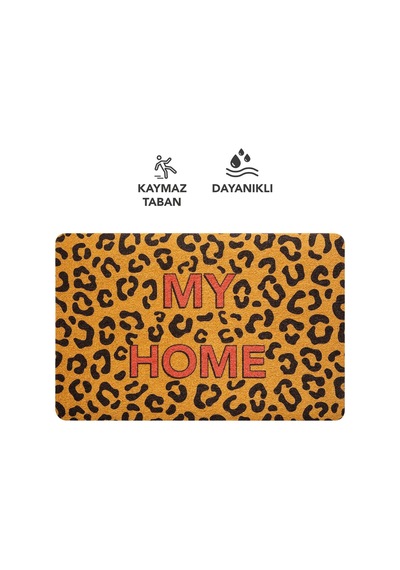 Cocojoy Pj010a Leopar My Home Desenli Kalın Kaymaz Taban Nem Alıcı Şık Tasarım Kapı Önü Paspası Renklı