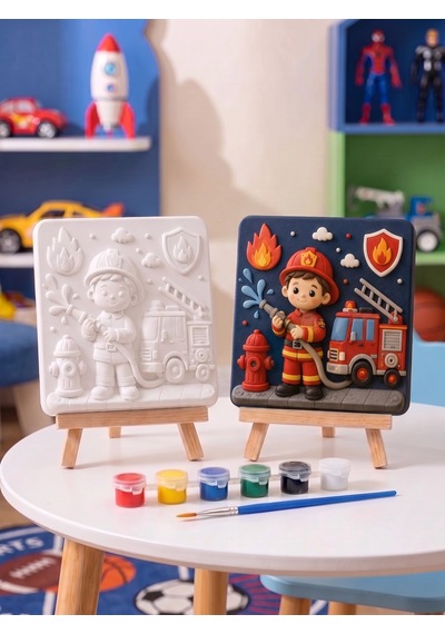 15x15 İtfaiyeci Çocuk Taş Boyama Seti Çocuk Ve Yetişkin Hobi Kiti