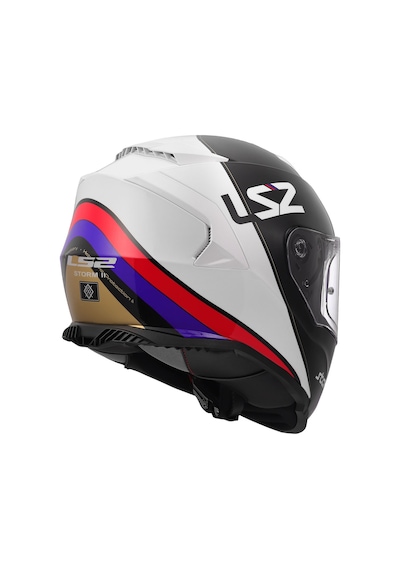 Ls2 Storm 2 Stark Beyaz-kırmızı-mavi-sarı Kask Beyaz - Mavi - Kırmızı