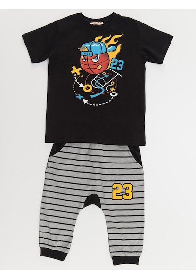 Denokids Mushi Basket Topu Erkek Çocuk T-Shirt Kapri Takım Çok Renkli