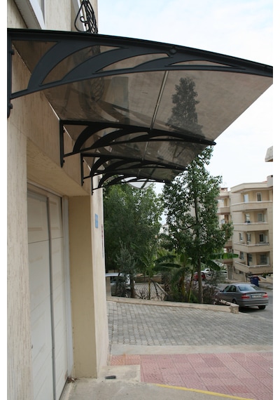 Kapı Üstü Sundurma 100x200 Cm Ant. Gri Ayak 3mm Solid Gri Levha