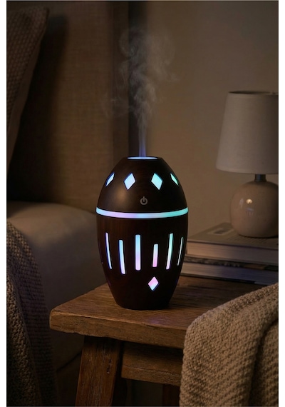 Ahşap Tasarımlı Aroma Difüzör Rgb Led Ortam Işıklı Sessiz Otomatik Kapanma 300 Ml