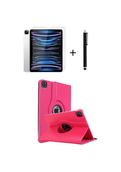 Apple Uyumlu iPad Pro 4. Nesil M2 2022 11 Inç 360 Dönebilen Standlı Tablet Kılıfı Ekran Koruyucu Ve Kalem Seti Kılıf